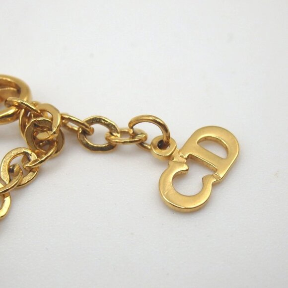 Authentic Christian Dior CD logo Necklace metal/Rhinestone [Used] - Picture 7 of 8